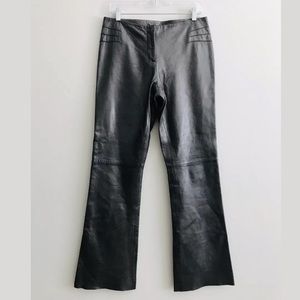 Cache Lambskin Pant Metallic Leather Straight Leg